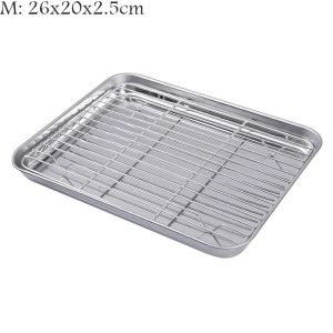 IDEERT Oven 2 Sizes Draining Oil Grill Kitchen BBQ Plate Baking Tray Pan Cooling Grid Rack Barbecue Sheet