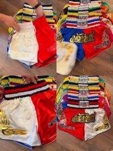 2025 New Muay Thai Shorts Women Men Premium Thai Boxing Shorts Child Red Green Martial Arts Grappling Cage MMA Fighting Kickboxing Pants