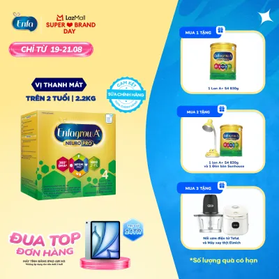 [CHỈ TỪ 19-21/08 MUA LÀ CÓ QUÀ] Sữa bột Enfagrow A+ NeuroPro 4 2.2kg với DHA giúp phát triển não bộ cho trẻ từ 2-6 tuổi