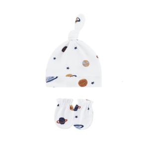 1 Bộ mũ bệnh viện trẻ em mềm mại và thoải mái với găng tay phù hợp trong 0-1 tháng bé trai bé gái phi giới tính mũ em bé & găng tay