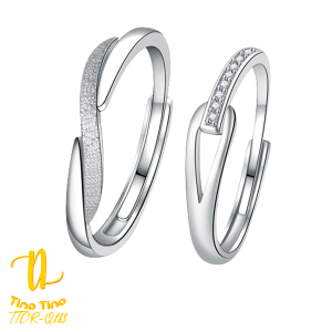 TINO TINO Cincin Couple Premium Q183 Infinity Ring Bahan White Gold Copper Plated Mix Zirconia
