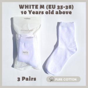 [3 Pairs] mixshop Student Basic School Socks / Kindergarten Primary Secondary Adult Socks [SG READY STOCK]