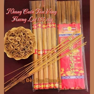 (Combo 2 thẻ)Nhang Cuộn Tàn Vàng Tài Lộc Thái Lan/Nhang cuốn tàn số 6 185 cây