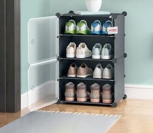 RAK SEPATU PLASTIK 1X4/ RAK SEPATU 4 LAYER TINGKAT 2 TUTUP/ RAK MULTIFUNGSI/ ADA PENUTUP ANTI DEBU/ RAK MINIMALIS SERBAGUNA 2 WARNA