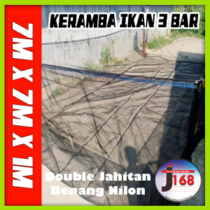 Keramba Ikan waring jaring RK 3 bar Ukuran Jumbo siap pakai dijahit dengan benang nilon sangat kuat dan awet ukuran 7x7x1