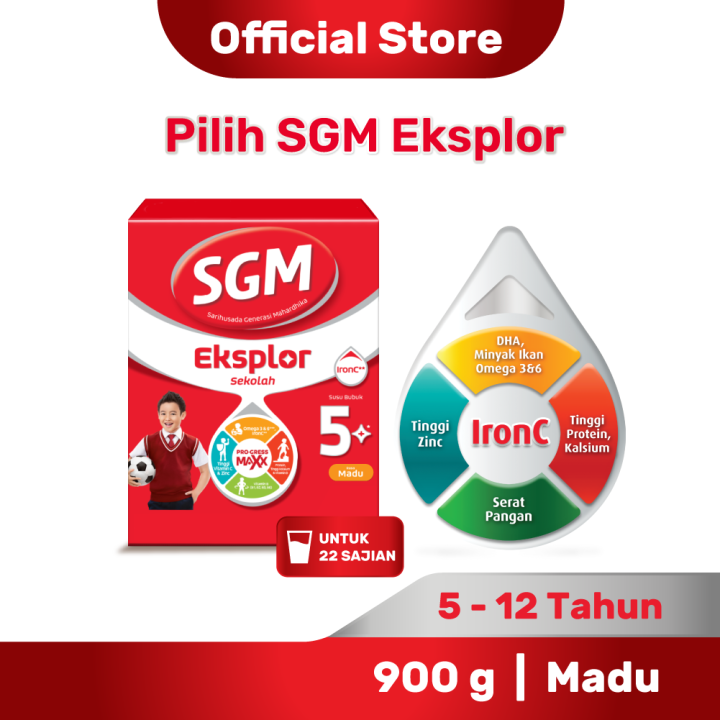 SGM Eksplor 5+ dengan IronC Susu Bubuk Rasa Madu 900GR | Lazada 