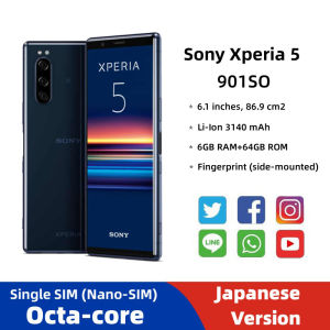 ปลดล็อก Sonys Xperias 5 Octa-core 6.1 นิ้วสมาร์ทโฟน 6GB RAM 64GB ROM ซิมเดียว Android NFC Bluetooth 3140mAh โทรศัพท์มือถือลายนิ้วมือ