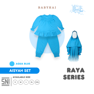 BABY HAI Rayya Series Aisyah Set - Setelan Baju Panjang Celana Panjang - Seri Blue