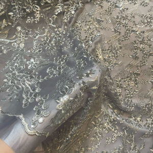 1/2 Meter Bahan Kain Kebaya Brokat Tile Bordir Payet Gracia Warna Silver