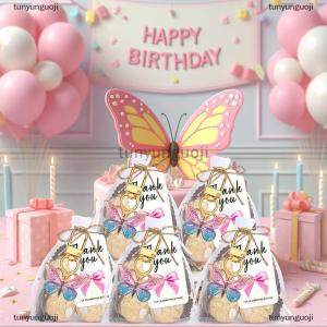 [COD] tunyunguoji 10 Bộ bướm bên ủng hộ Keychain với Cảm ơn bạn Kraft thẻ cho cô gái chủ đề bữa tiệc sinh nhật bé tắm goodie Túi