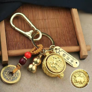 Key Chain Traditional Auspicious Culture Key Jewelry Jubilee Bowl Smooth and Delicate Exquisite