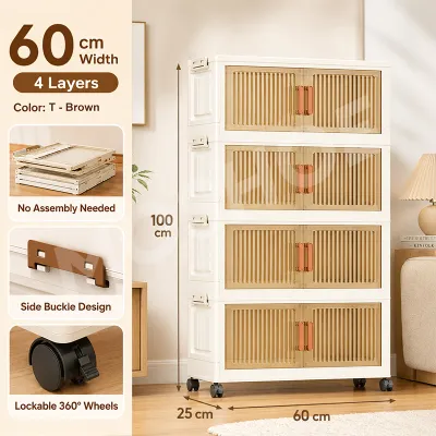 MOSHOE Upgrade Foldable Storage Cabinet with Wheels – Waterproof Durabox Wardrobe Organizer for Home Kitchen & Clothes