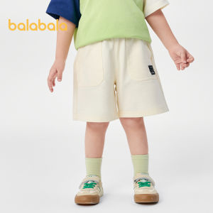 Balabala กางเกงขาสั้นเด็กเสื้อผ้าหน้าร้อนกางเกงสำหรับเด็กกางเกงขากว้างผ้าฝ้ายลำลองตรงมาใหม่2024