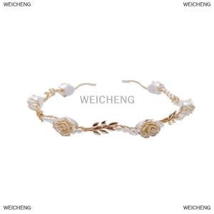[COD] WEICHENG Ladies Elegant Rose Vine Headband Hair Accessories Headdress Girls Vintage Metal Flower Red White Rose Tiara Hairbands