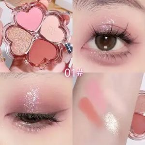 Bảng Phấn Mắt Nội Địa Trung 4 Ô Hình Cỏ 4 Lá Nhiều Tone Màu Lì – Nhũ Lên Màu Chuẩn Lâu Trôi - Happy Life 4U