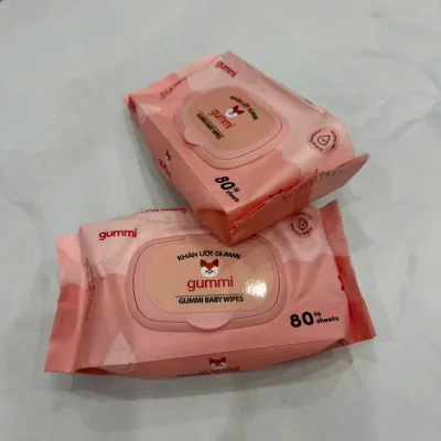 Gói khăn giấy ướt Gumi không mùi và Khăn Giấy Ướt gấᴜ Dâu Hàng Xịn Nhỏ 125g 19x16cm