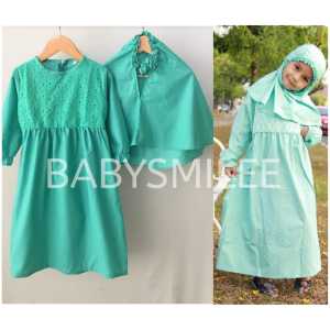 Gamis Katun Anak Aplikasi Brukat Tosca