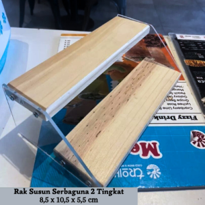 Tempat makeup / Rak akrilik susun kayu / Stand untuk display product Rak Kayu 2 Susun Serbaguna / Rak Minimalis