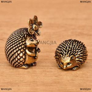 [COD] WANGJIA Brass Ornament Small Hedgehog Figurines Retro Copper Hedgehog Brass Tea Pet Home Desktop Small Ornament Handicraft Miniatures