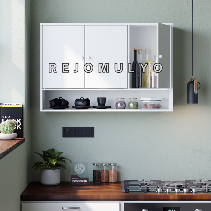 Kitchen Set Dapur Minimalis atas 3 pintu Rak dapur tempel dinding serbaguna modern aesthetic rak piring