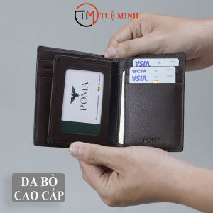 Bóp Ví Nam Da Bò Saffiano Dáng Đứng Cao Cấp P004-SN Nhiều Ngăn Nhỏ Gọn Tiện Lợi - BH 12 tháng