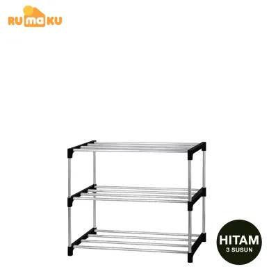 RUMAKU Rak Sepatu 3 4 5 Susun Minimalis Serbaguna Stainless Steel Anti Karat