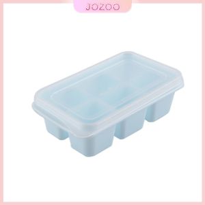 Jozoo 6 Grids Ice Cube Mold with Lid Square Tray for Ice Cream Whiskey Cocktail Cold Drink Soft bottom