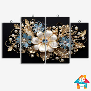 RUNABEE HIASAN DINDING DEKORATIF 3D BLACK FLOWERS ORNAMEN POSTERPAJANGAN KAYU ARTISTIK MINIMALIS