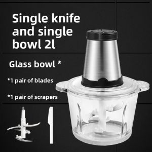 2L Electric Meat Grinder Food Chopper Stainless-Steel Blades Small Food Processor Removable Dicer 2 Speeds Meat Mincer