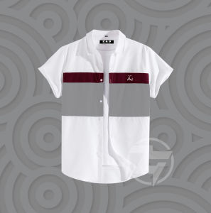 Kemeja Pria Kombinasi Bahan Toyobo Formal Lengan Pendek