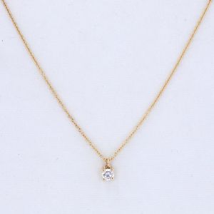 14K Yellow Gold HPHT Lab Grown Diamond 3.2mm Pendant Necklace