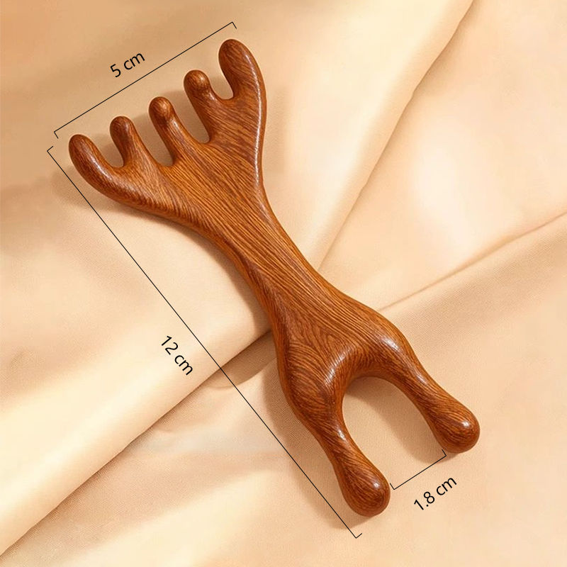Anti-Static Sandalwood Wide Tooth Meridian Massage Comb, Multifunctional Head & Shoulder Relax Health Care Wooden Comb
_voghion.com