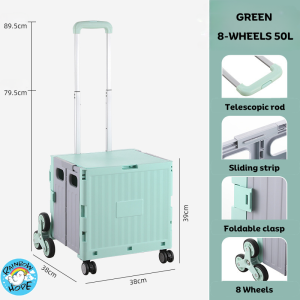 LOCAL SELLER 🇸🇬【Ready Stock】Large Capacity Collapsible Grocery Shopping Trolley 360 Rotatable wheels with Cover折叠购物手推车