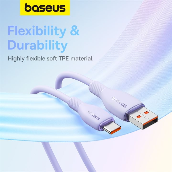 Baseus 100W USB A To USB Type C Cable Charger 6A Qualcomm 3.0 QC Quick Charge Fast Charging 480 Gbps Data Transfer USBC USB-C TypeC Type-C Nylon Braid for Samsung S23 Huawei Realme Xiaomi Smartphone Tablet Android