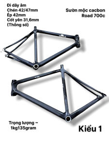 Sườn mộc cacboon road 700c cao 56cm đổ lên -KIỂU 1 (KHÔNG KÈM PHUỘC) đọc kỹ mô tả dành cho xe đạp