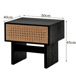 Sacesr Nordic Simple Nightstands Medieval Solid Wood Woven Nightstand Retro Bedside storage Cabinet Bedroom Furniture Accessories 4P6B8