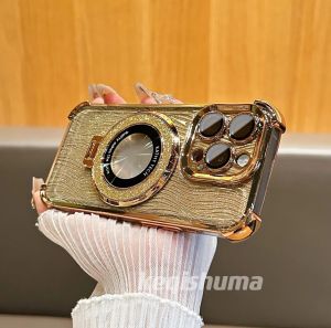 Túi Khí Bốn Góc Chống Rơi Nước Gợn Sóng Lấp Lánh Thích Hợp iphone16promax Ốp Điện Thoại Giá Đỡ Từ Tính Apple 15
