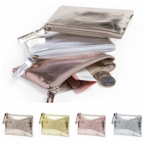 COLOO Cosmetic Bag Bright PU Coin Purse Solid Color Korean Style Zipper Coin Purse Fashion Design Earphone Pouch Small Item Bag Women