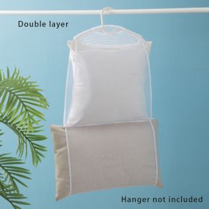 Pillow Drying Rack Windproof One/Two Lattice Hanging Net Multifunctional Balcony Grid Drying Bags