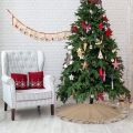 Boho Burlap Tree Skirt, 48'' Large Spring Easter Tree Skirt with Ruffle Border, Brown Linen Rustic Farmhouse Fall Christmas Decorations Ornaments Tree Mat for Thanksgiving Valentines Day Decor. 