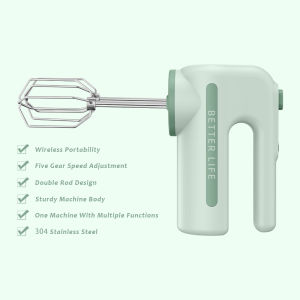 Justliving Không Dây Cây đánh trứng Không Dây Máy trộn cầm tay 5 Tốc Độ Cầm Tay bằng điện phới đánh trứng Di Động máy trộn kem Nướng Bánh Bộ dụng cụ pengacau telur Cho Whipping Và Trộn Bánh Trứng Kem Thực Phẩm có thể sạc qua USB