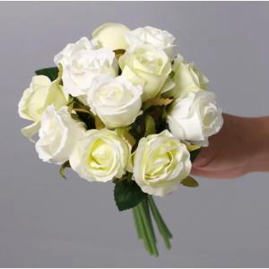 1 PCS Wedding Flower Rose Crystal Bouquet Bride Bridesmaid Wand Artificial Rose Flower Home Wedding Party Decoration Photographic Prop Holding Flowers