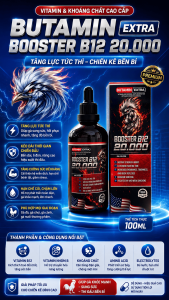 Booster B12 20.000mcg - Bổ sung dinh dưỡng thiết yếu cho gà tơ gà chế độ giúp gà nở khung nở cơ siêng ăn nhanh phát triển mau tới pin đỏ tích kích mào dung tích 100ml