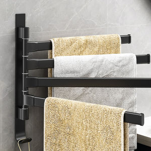 【Ready Stock】Towel Rack Towel Holder Swivel Towel Rack for Bathroom HolderWall Mounted Towel Bars with Hook 4 ArmWhile Hanging Four Towels and Shower Balls for Bathroom Kitchen