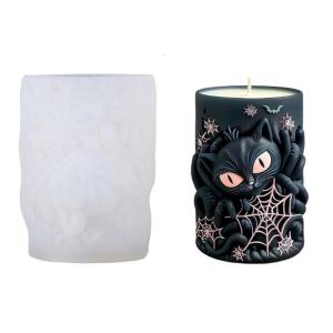 Cats and Spiderweb Pattern Halloween Silicones Mold With Easy Releases Design For Safe Family Craft Activity