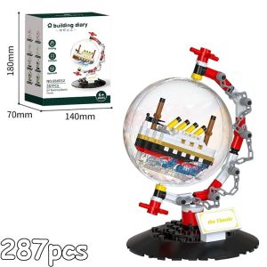 Globe building blocks Titanic love castle building blocks model educational assembly toy girls gift