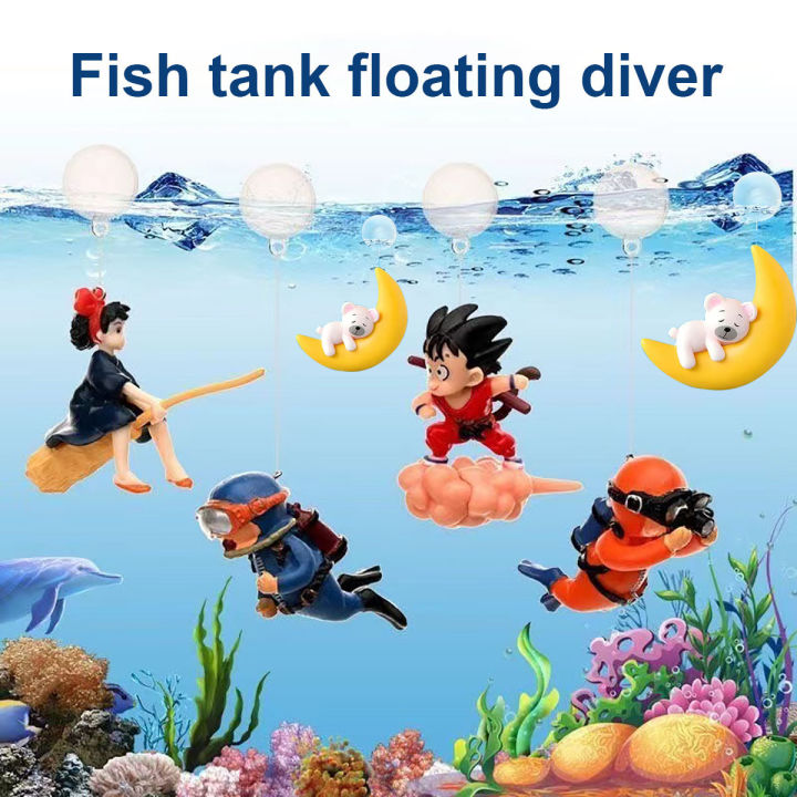 Fish Tank Floating Cute Decoration Aquarium Model Diver Cartoon