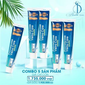 Combo 5 Tuýp Provaricose veins care - Hỗ trợ cải thiện giãn tĩnh mạch viêm khớp cấp và mãn tính vết bầm do va chạm cơ học - Chính Hãng Earthlyglow (65gram)