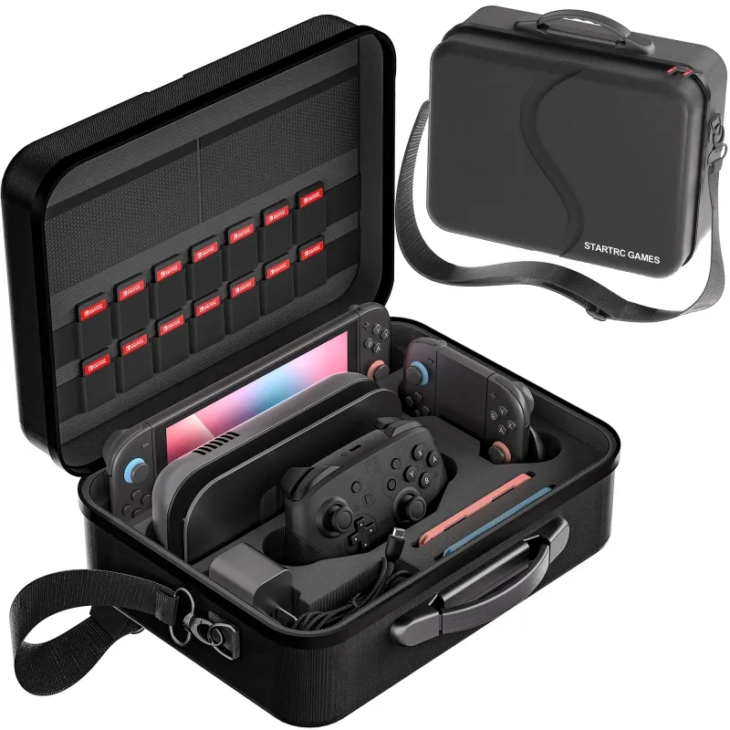 STARTRC Nintendo Switch Carrying Case Durable Protective Sleeve with  Ergonomic Grip, All-in-One Storage Organizer for Switch Console, Games, 