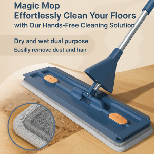 45cm Extra Large Flat Mop Household Hands-Free Mop Self-Twisting Microfiber Lazy Mop 360° Rotating Floor Mop With Scraper 拖把
